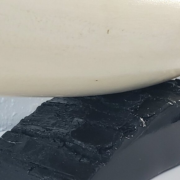 REALISM FAUX ART ELEPHANT TUSK NEUTRAL COLOR WOOD CARVING 30" EBONY WOOD 🦏 - Picture 16 of 16